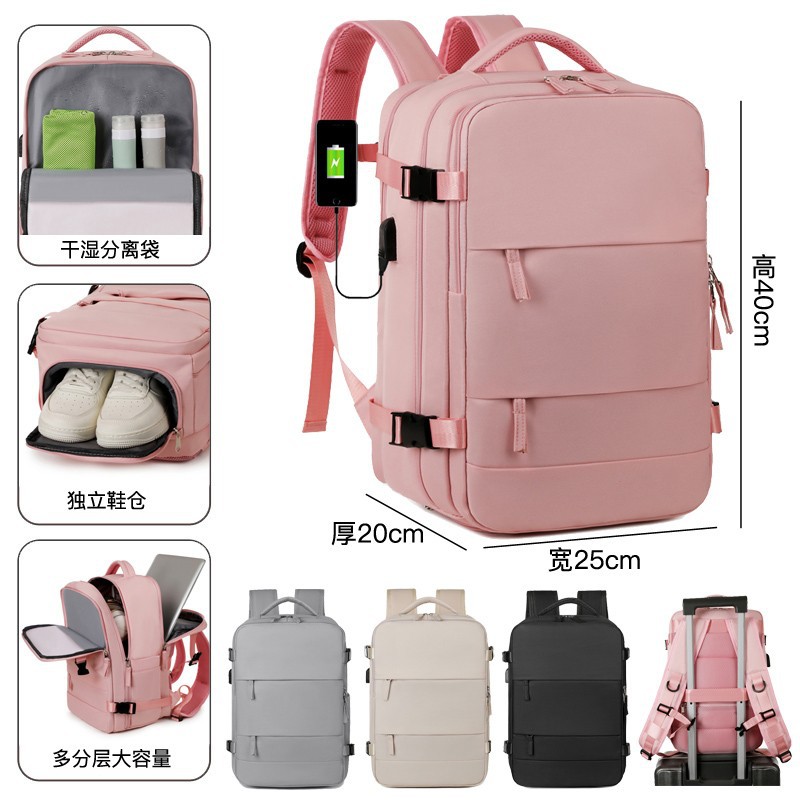 multifunctional backpack with dry and wet separation USB backpack with large capacity carry-on rucksack - Image 5