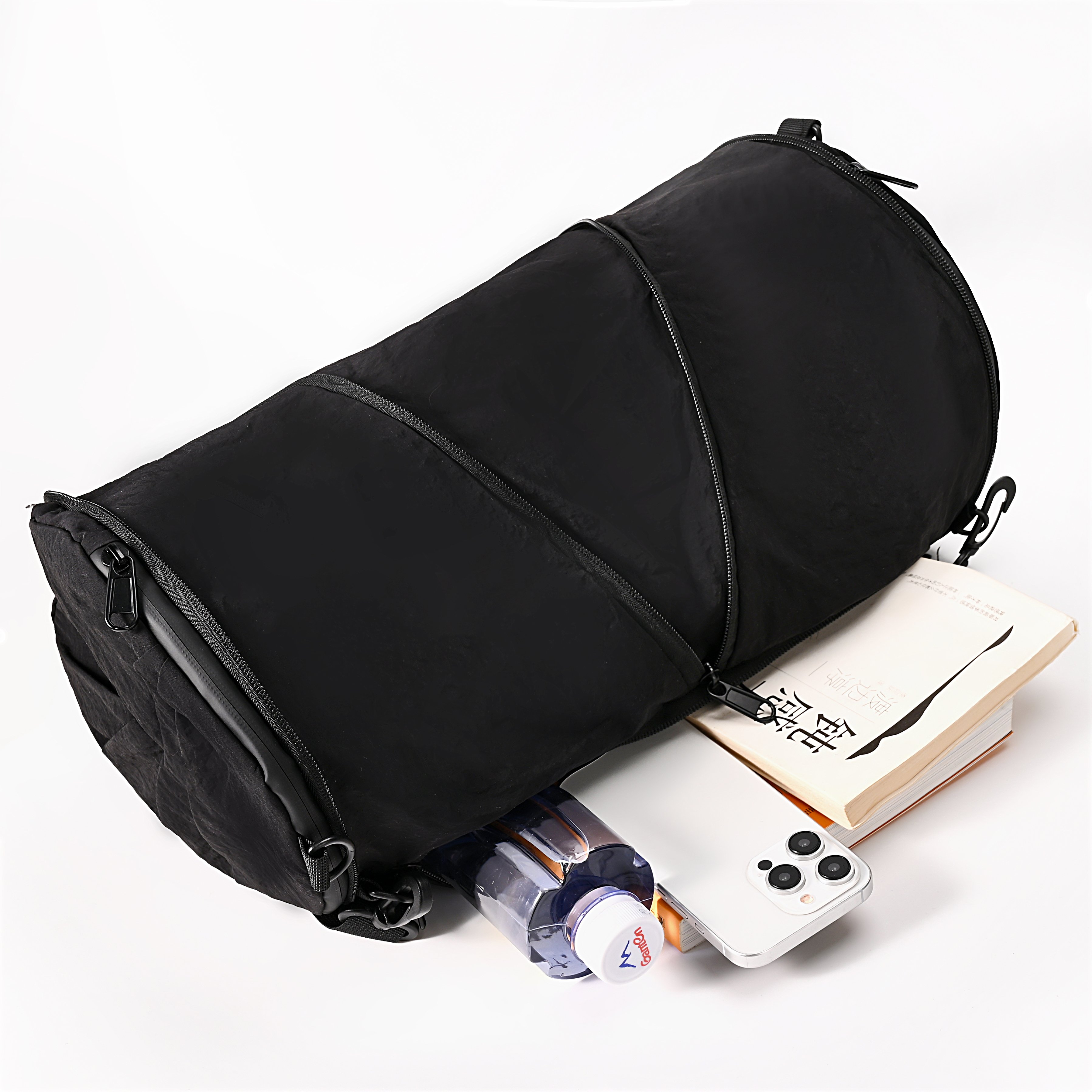 small round foldable nylon duffel gym bag packable Yoga travel bag - Image 16